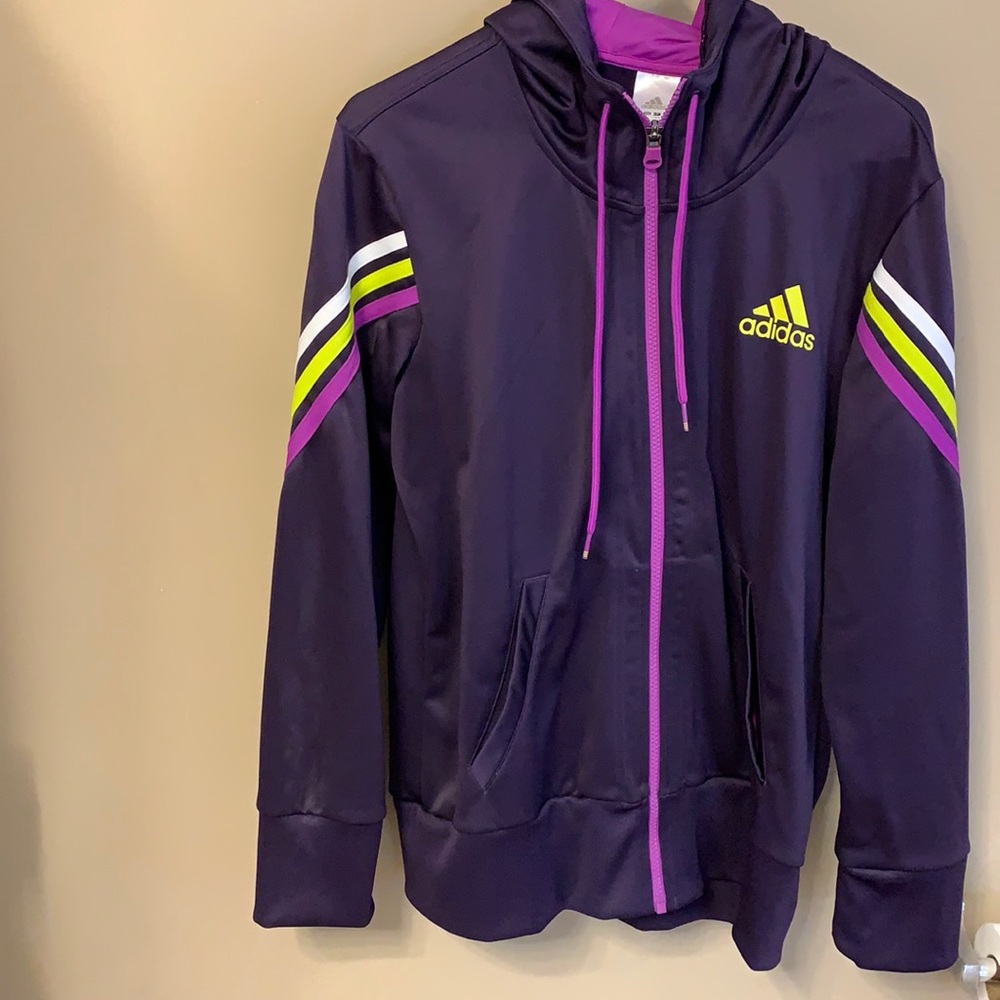 Purple Adidas women’s zip up track jacket size L